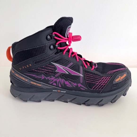 Altra Lone Peak 3.5 Mid Mesh Zero Drop Trail Runners Black Pink Purple Womens 7 - Picture 1 of 11